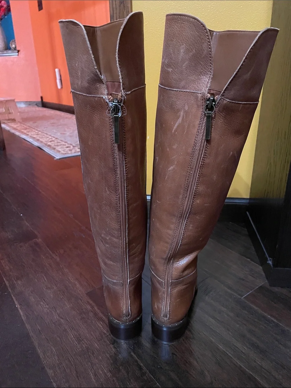 Franco Sarto Brown Over-the-Knee Wide Calf Leather Boots